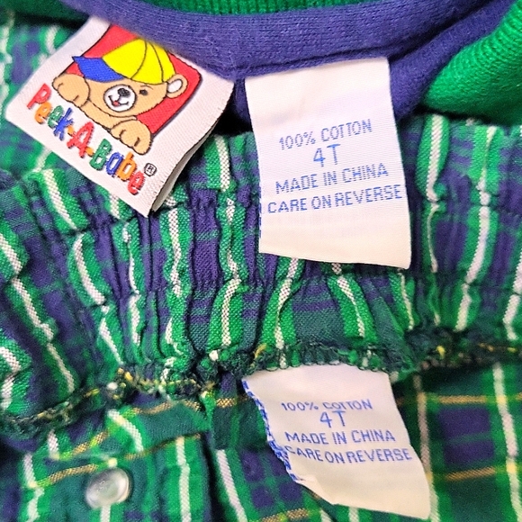 Vintage Peek-A-Babe 2 Piece Green and Navy Blue Shorts Outfit - Picture 7 of 7